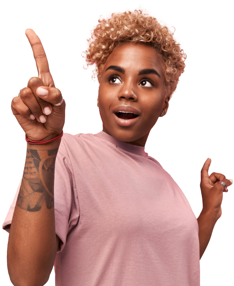 Girl pointing up
