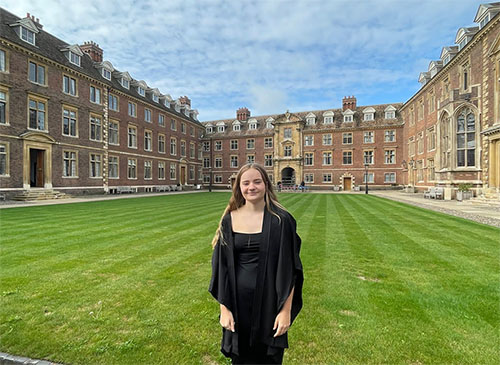 Photograph of an ex Aquinas student at Cambridge University.