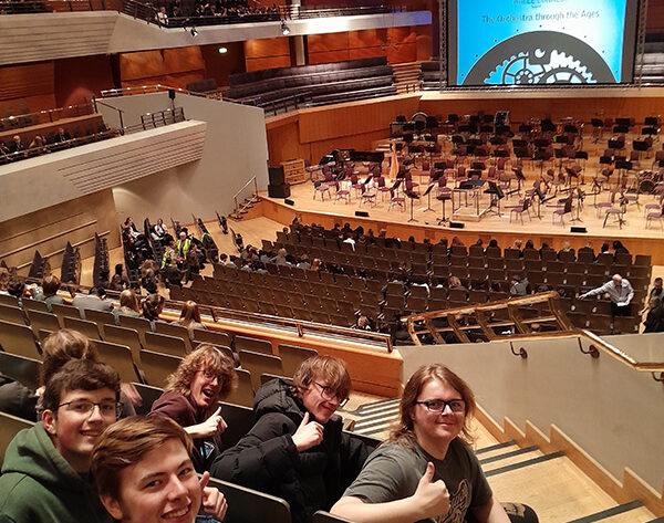 Photograph of music students at Bridgewater hall