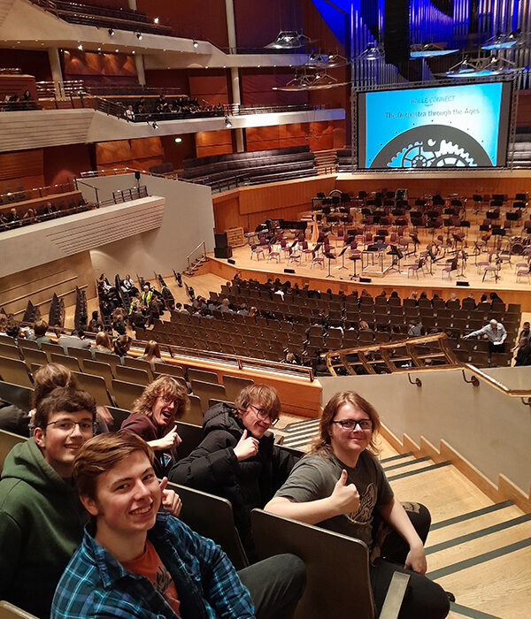 Photograph of music students at Bridgewater hall