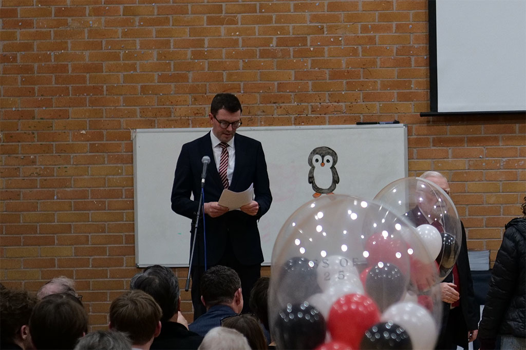 Photograph of Andy Bailey giving a speech