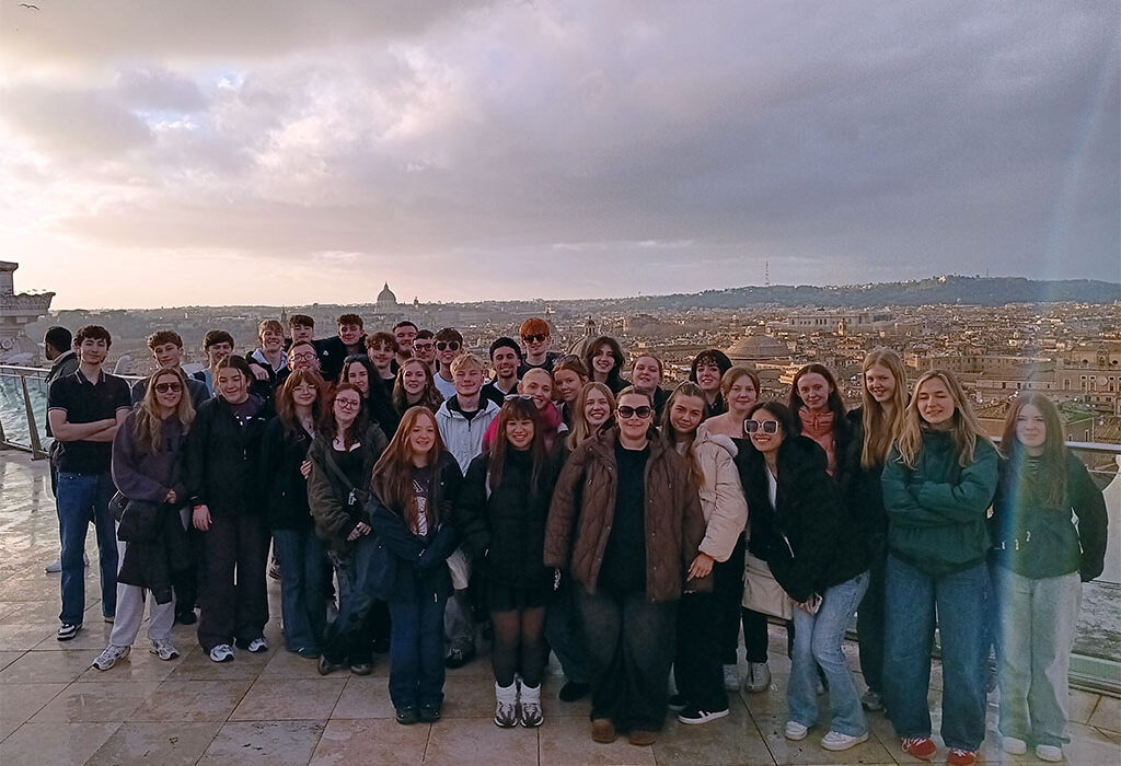 Photograph of a group of students in Rome