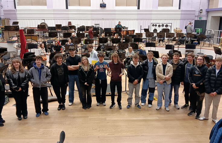 Photograph of students visiting the BBC Philharmonic Orchestra